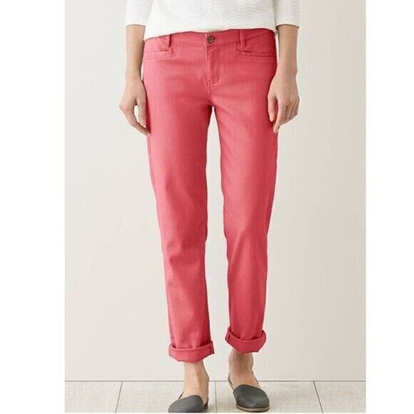 J Jill Slim Boyfriend Straight Leg Size 2P Petite Coral Denim Low Rise Jeans - Picture 1 of 6